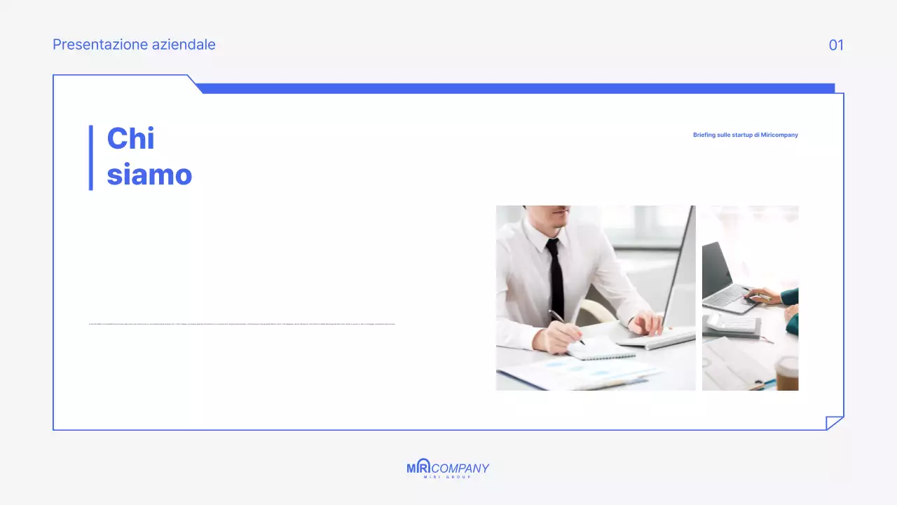 Un pitch deck moderno e blu per la vostra startup