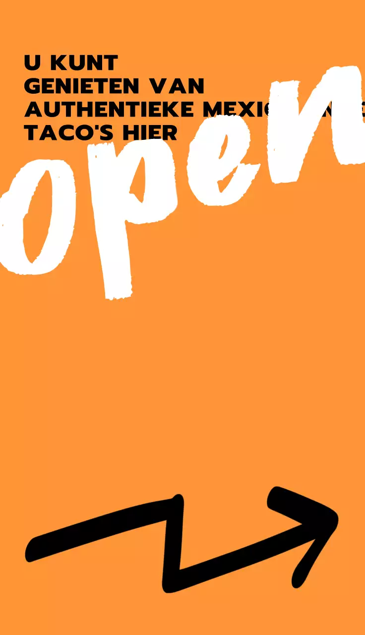 Taco shop ontwerp met wit en geel en zwart grof handschrift