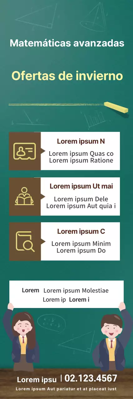 Amarillo verde marrón pizarra Matemáticas promoción escolar