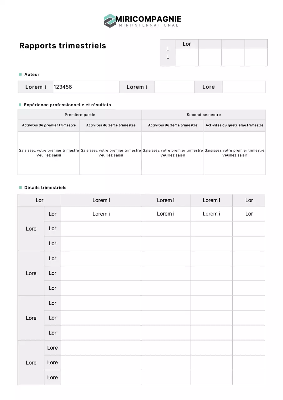 Documentation simple sur les rapports trimestriels d'activité