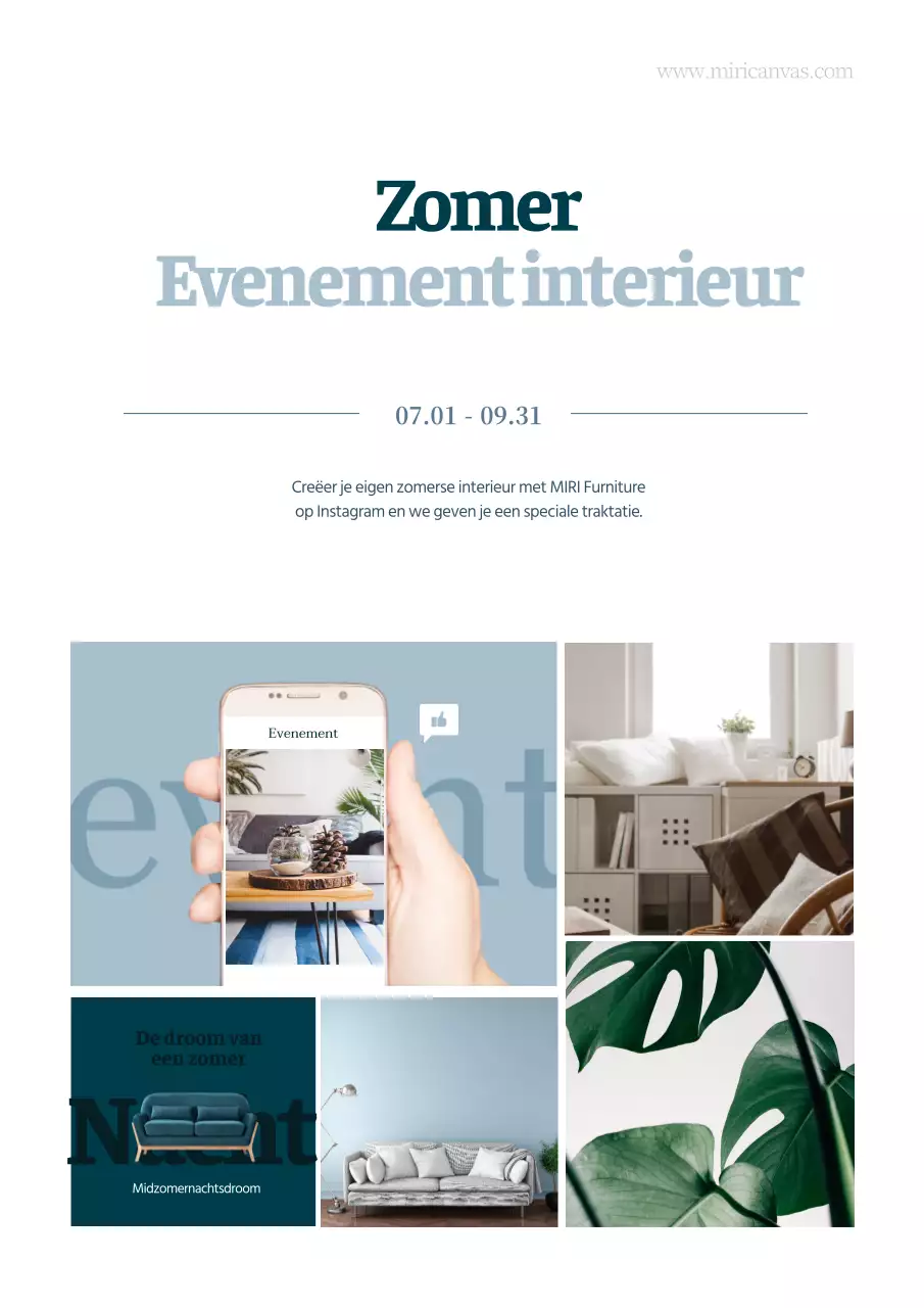 Promotieposter voor zomerse evenementen in wit