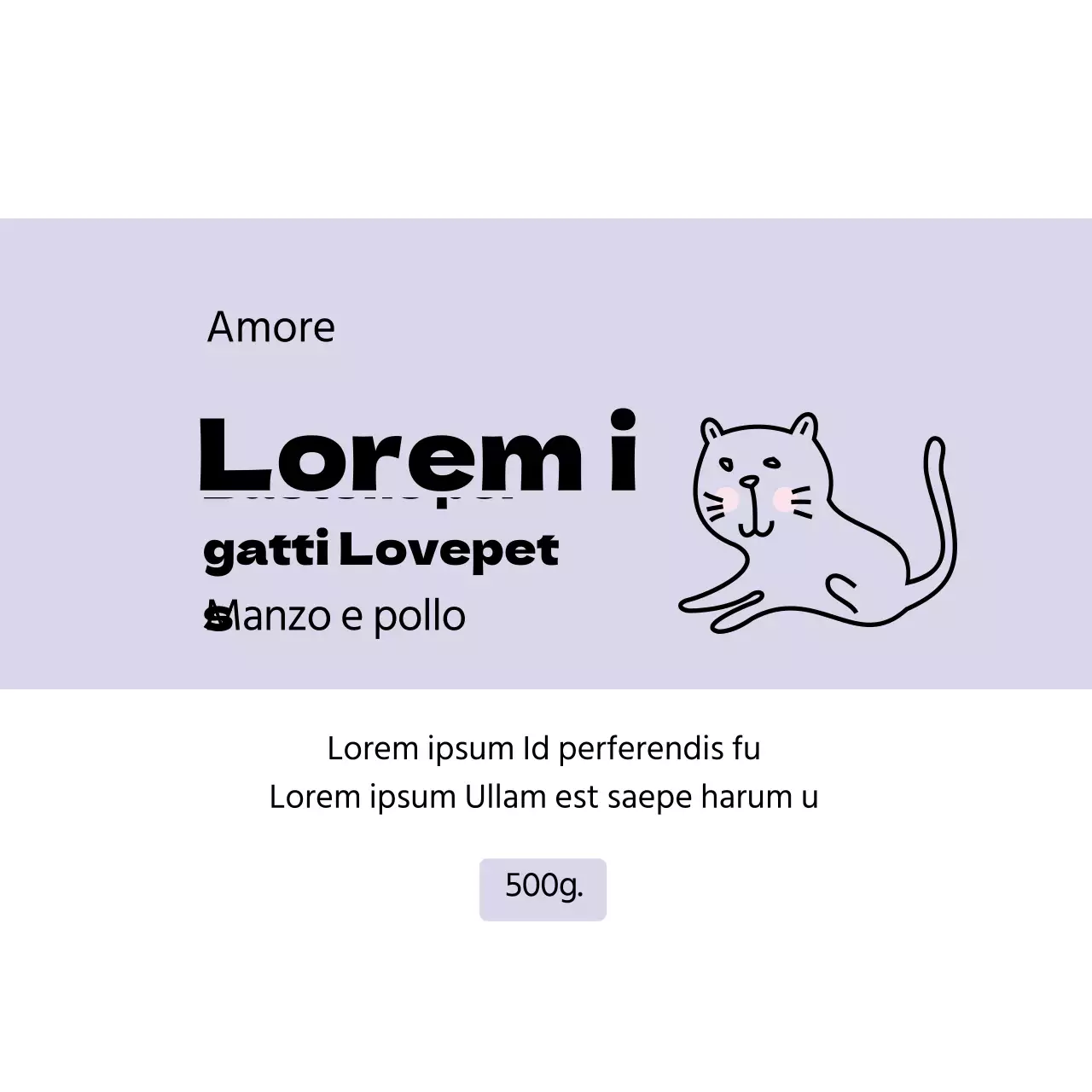 Etichetta ordinata per animali domestici con illustrazione viola