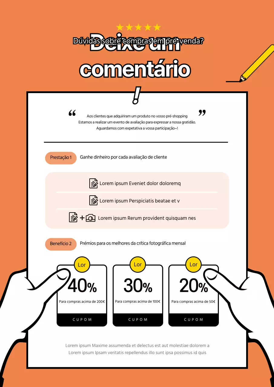 Laranja Amarelo Evento de revisão com linhas limpas