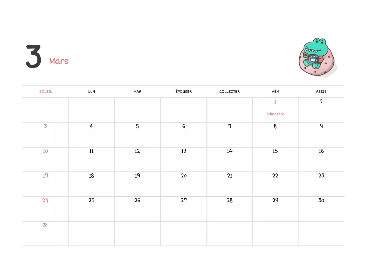 Un calendrier avec un joli concept d'illustration d'Argo