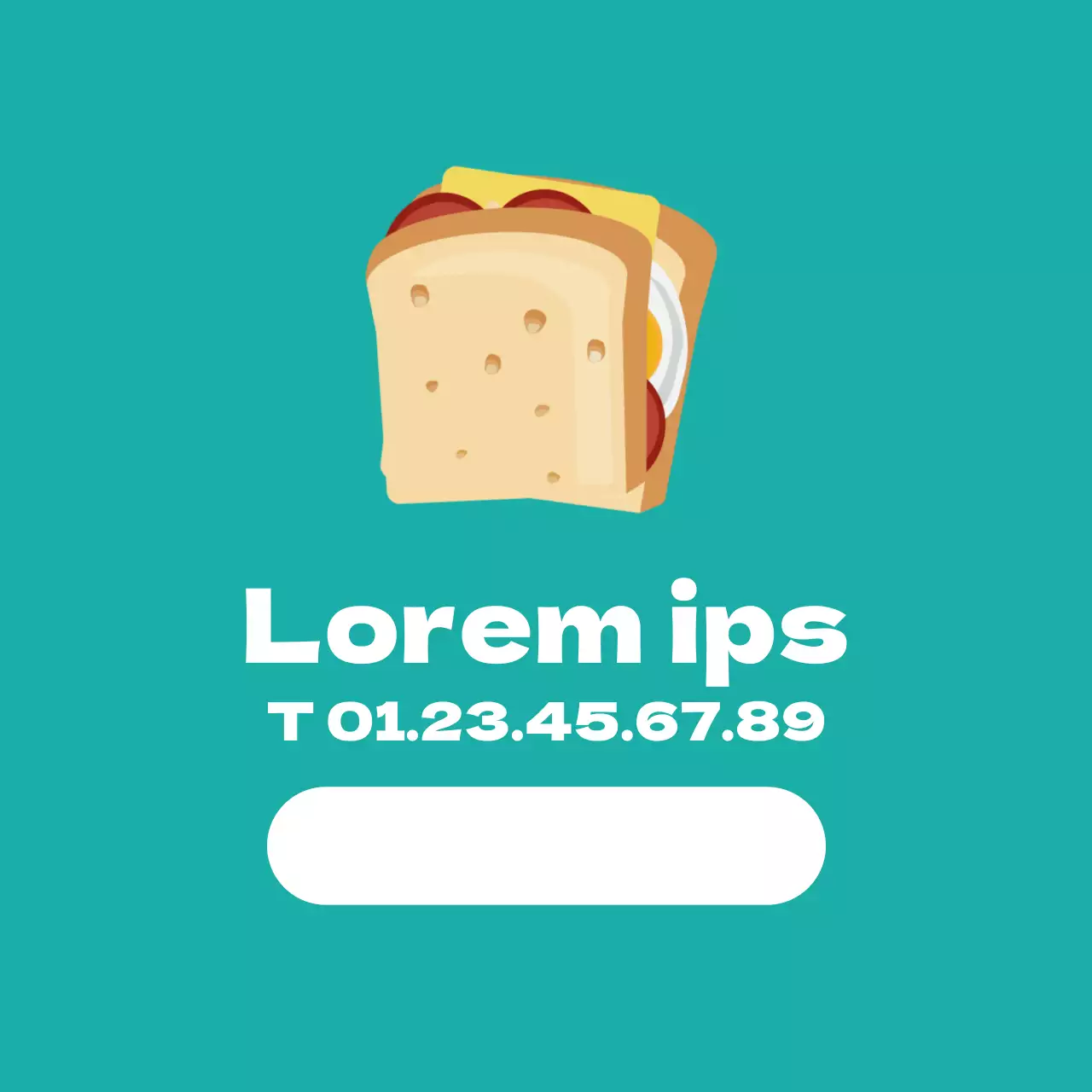 Étiquette sandwich illustrée turquoise