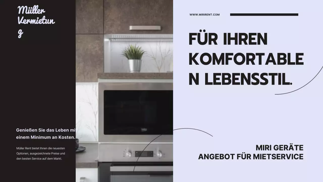 Sauberes und modernes Angebot für die Gerätevermietung mit lilafarbenem Hintergrund