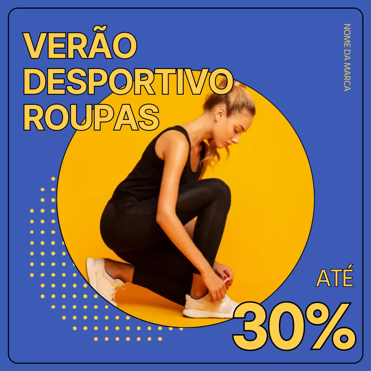Venda de roupa desportiva de verão em azul e amarelo