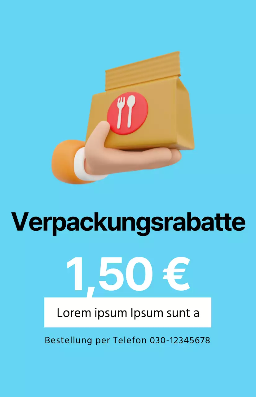 Eine saubere Rabattaktion mit einem Bild zum Mitnehmen auf hellblauem Hintergrund