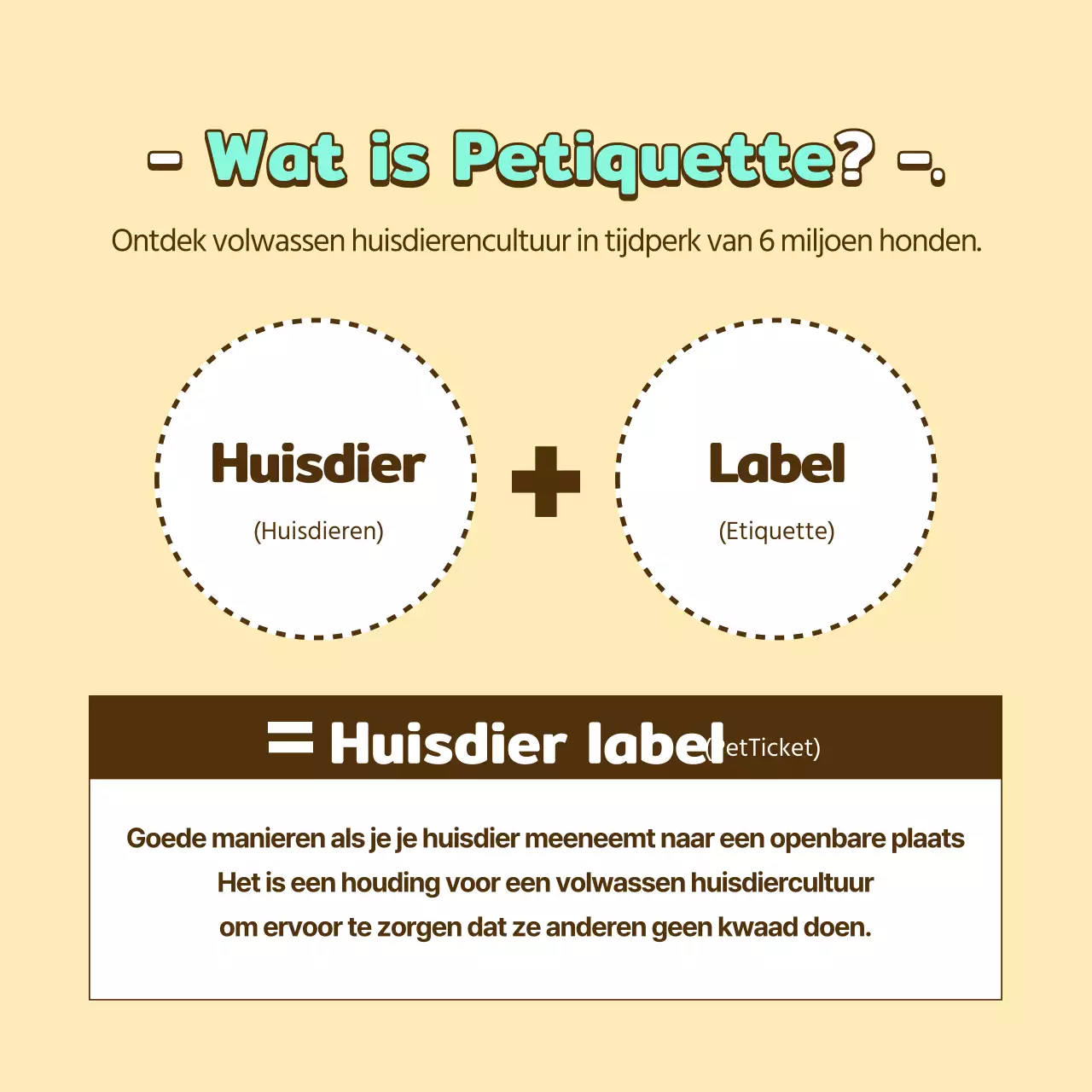 Informatiesticket voor huisdieren in geel en brons