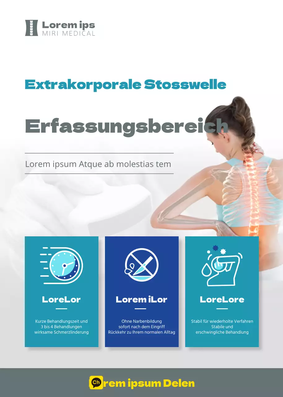 Blaue Fotos und Liniensymbole Sauberes Konzept orthopädisches Thema