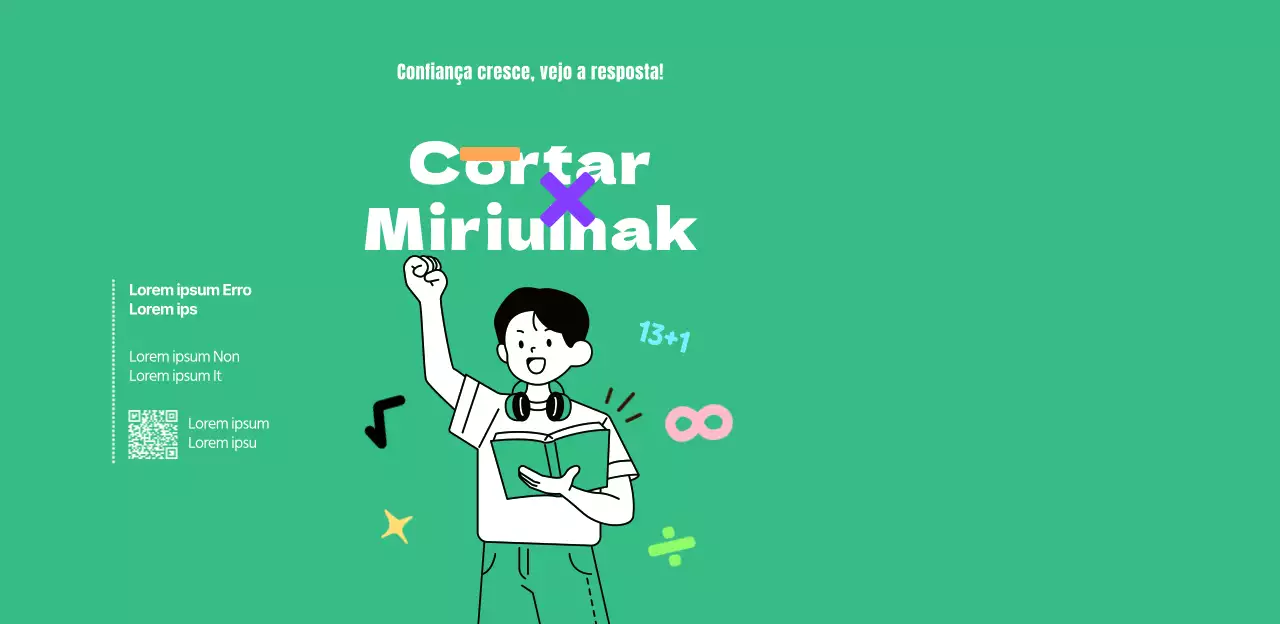 Escola secundária de matemática com ilustração de um estudante verde