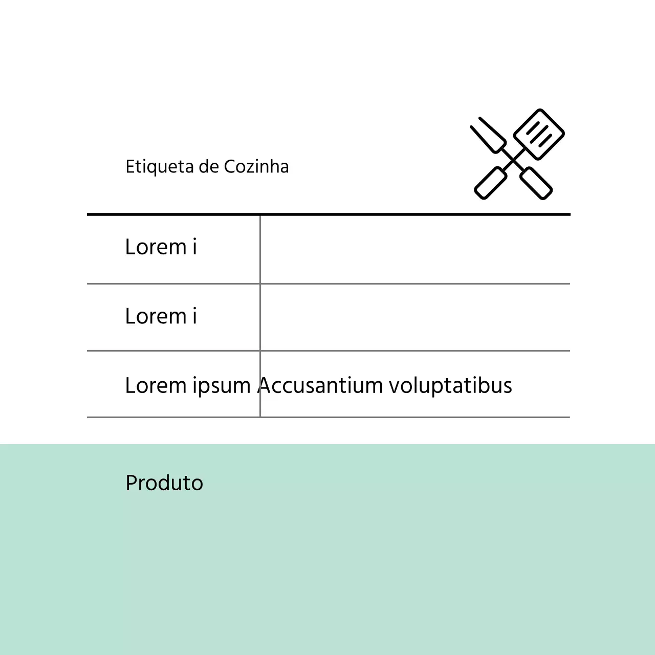 Etiqueta de cozinha bicolor branco menta