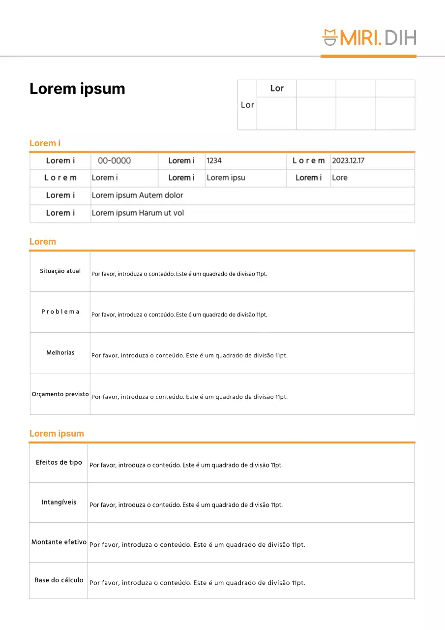 Modelo de documento de Sugestões simples de melhoria para a laranja