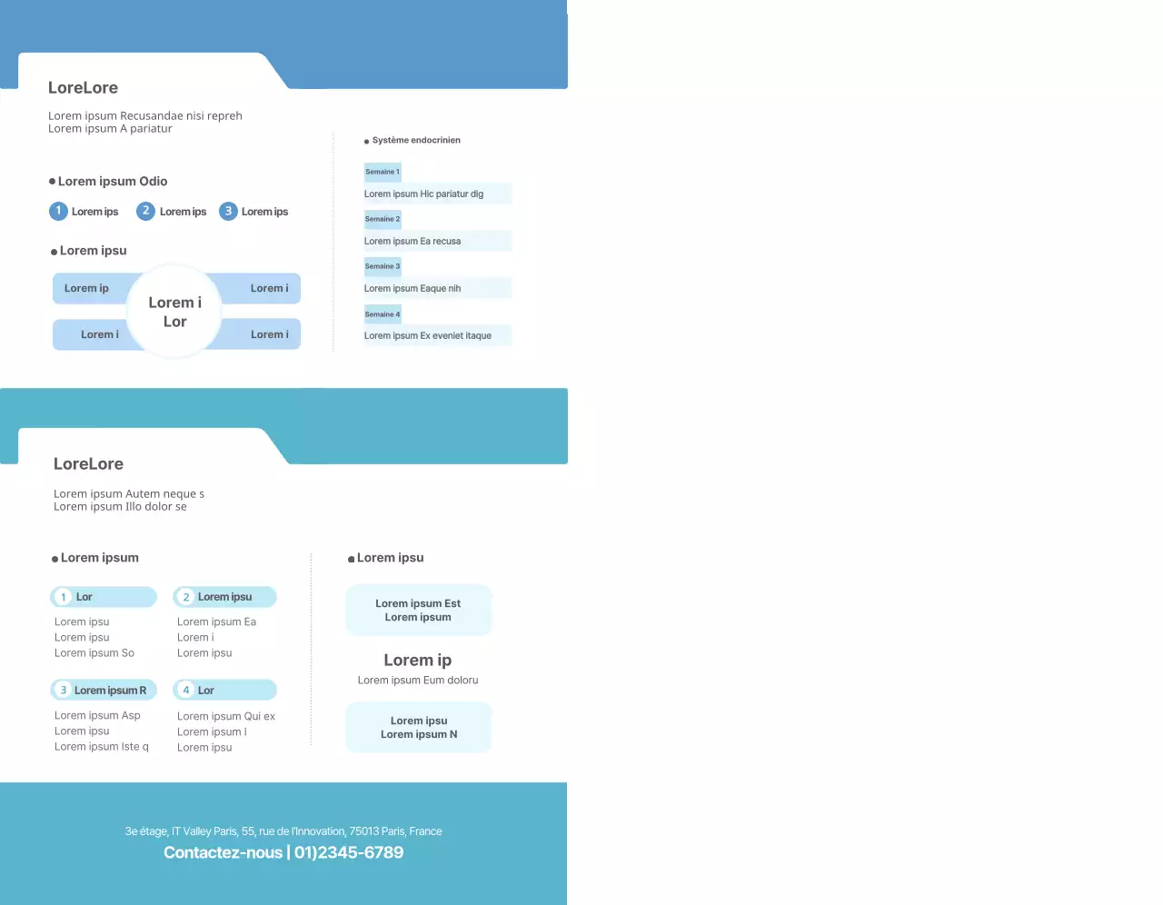 Texte et images simples en bleu clair pour promouvoir l'académie Lizian School.