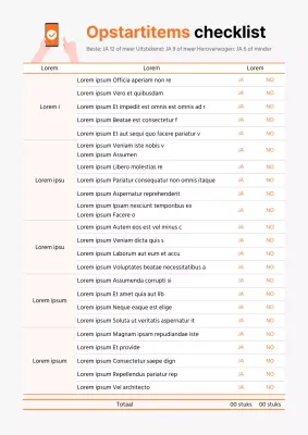 Oranje checklist voor opstartpunten