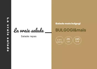 Étiquette alimentaire beige noire illustrée pour salade