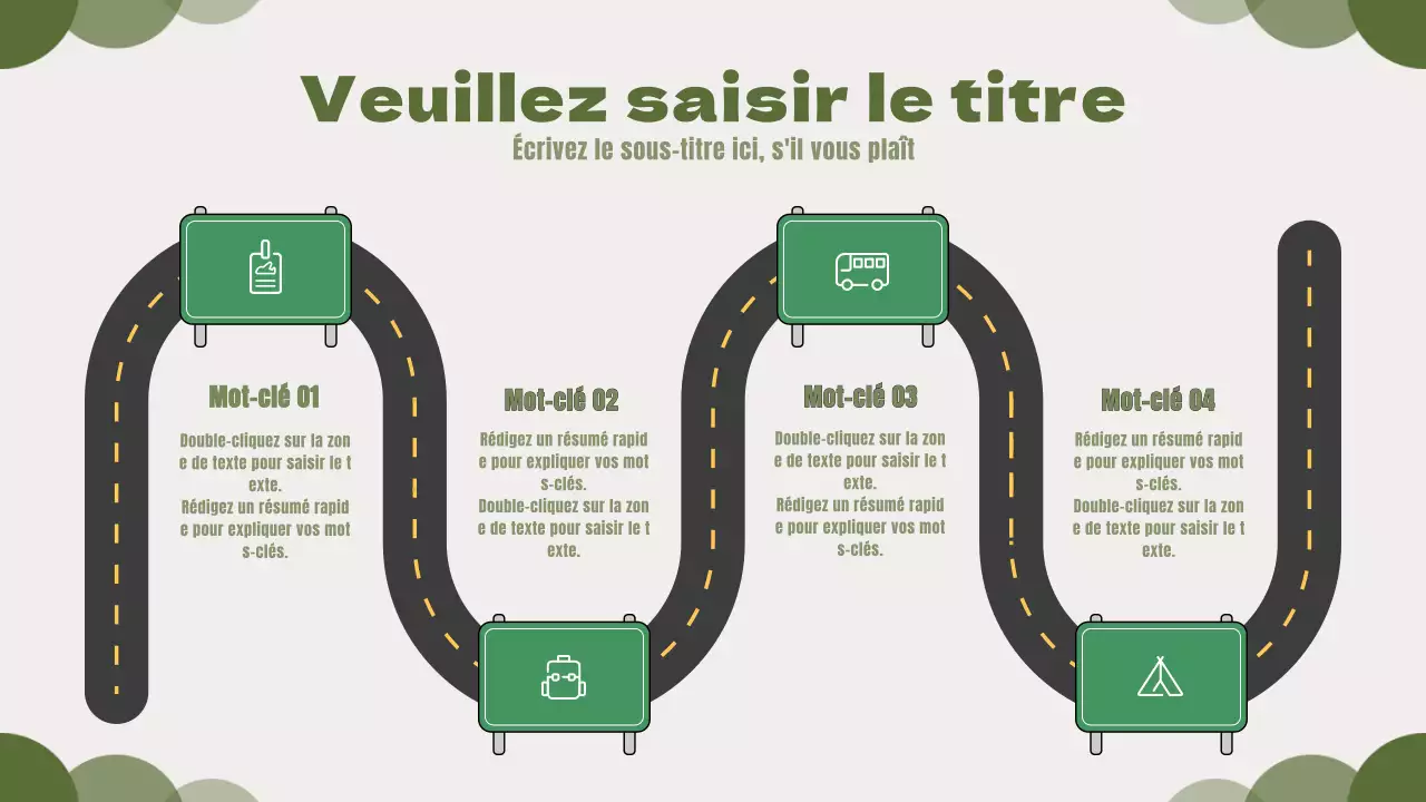 Illustration d'une route mignonne, concept de feuille de route en vert