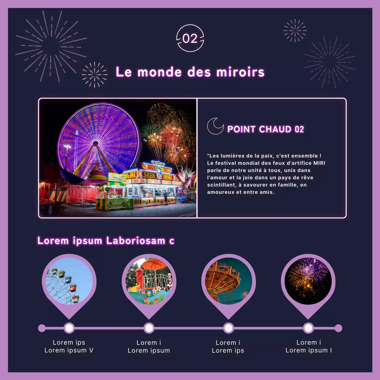 Feu d'artifice en néon violet CardNews