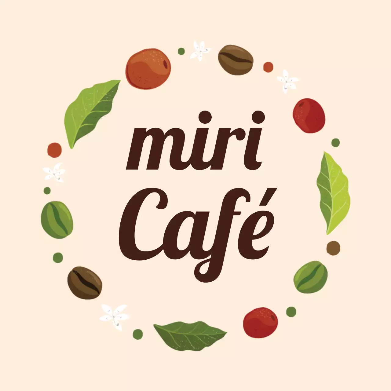 Beige illustratie kader cafe label