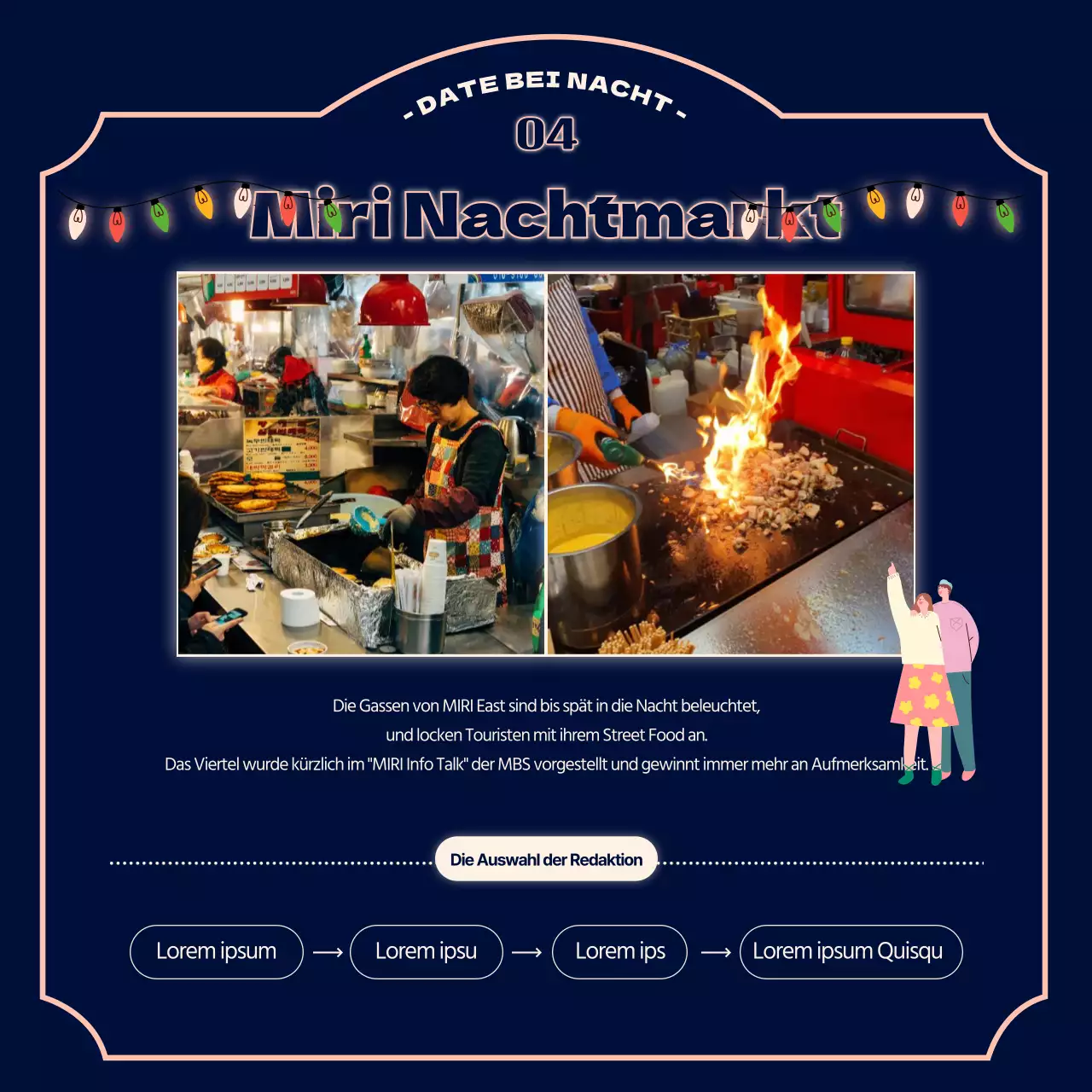 Touristische Attraktionen öffnen nachts mit einem Konzept, das im Dunkeln leuchtet Reiseinformationen