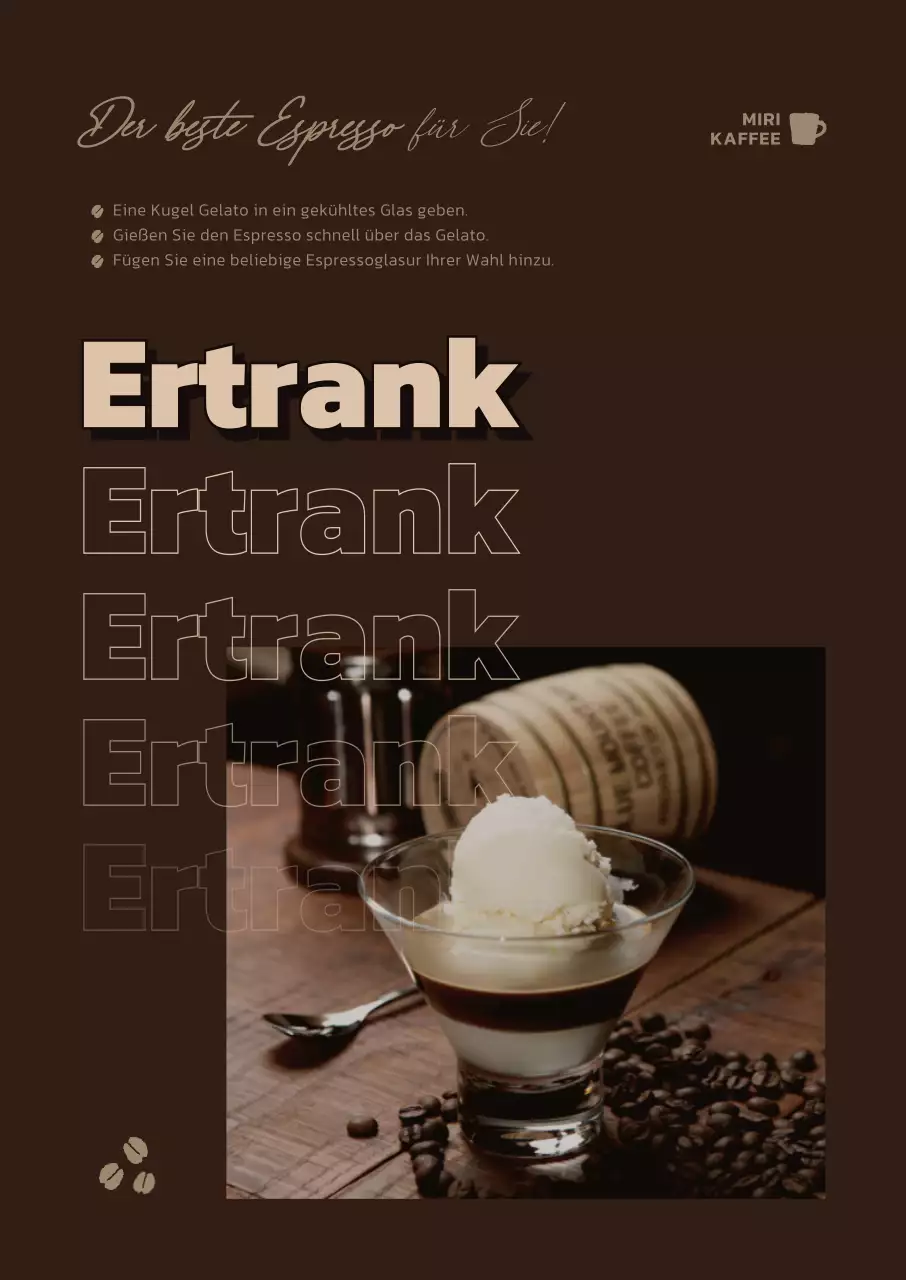 Ein klassisches und stilvolles Café-Poster in Dunkelbraun