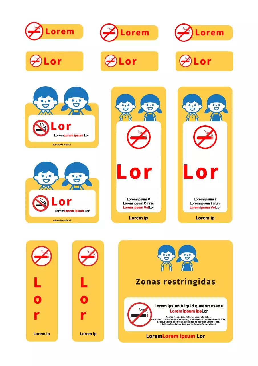 Calcomanía amarilla a mano alzada de Zona Preescolar a Prueba de Niños Prohibido Fumar