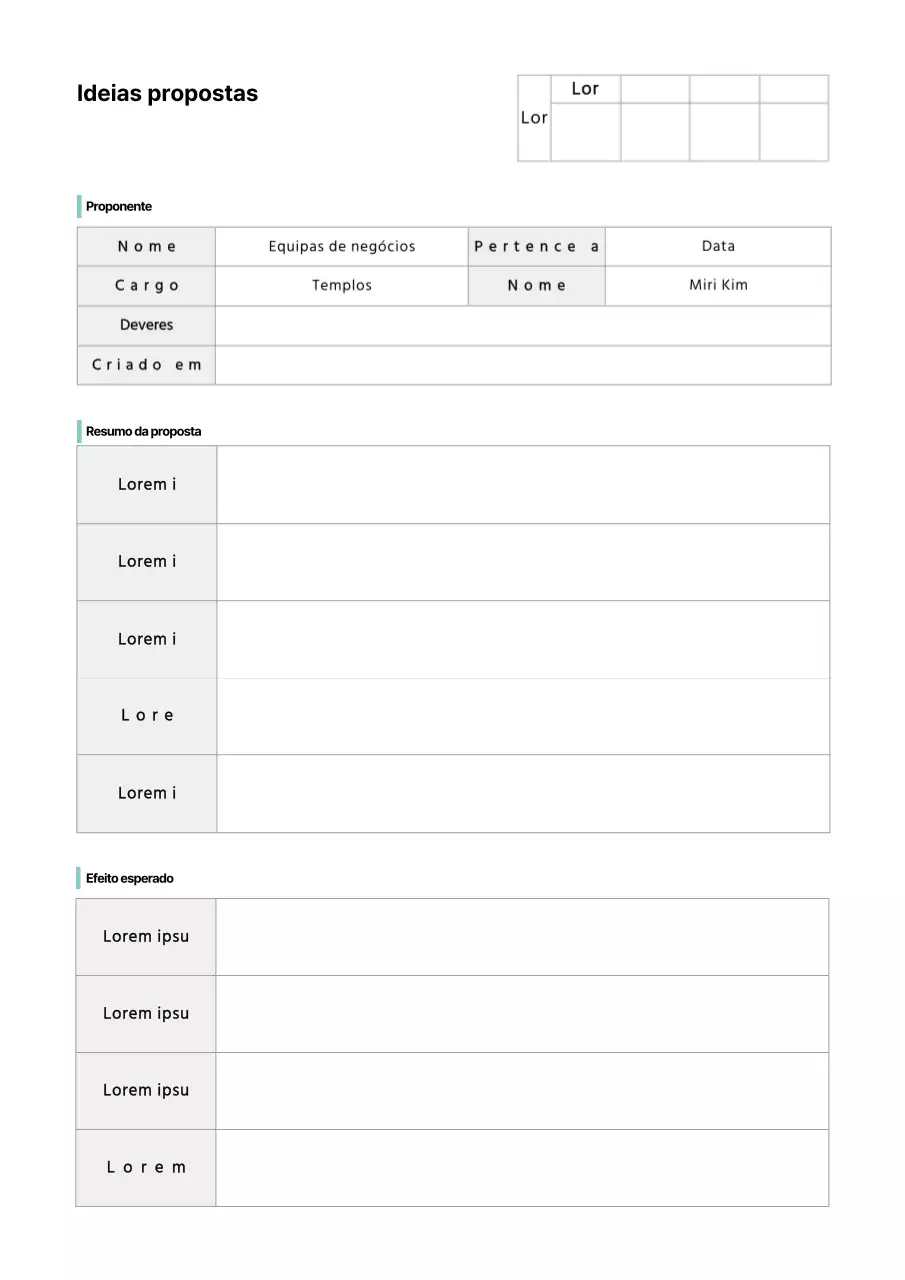 Formatação de documentos de propostas de ideias básicas