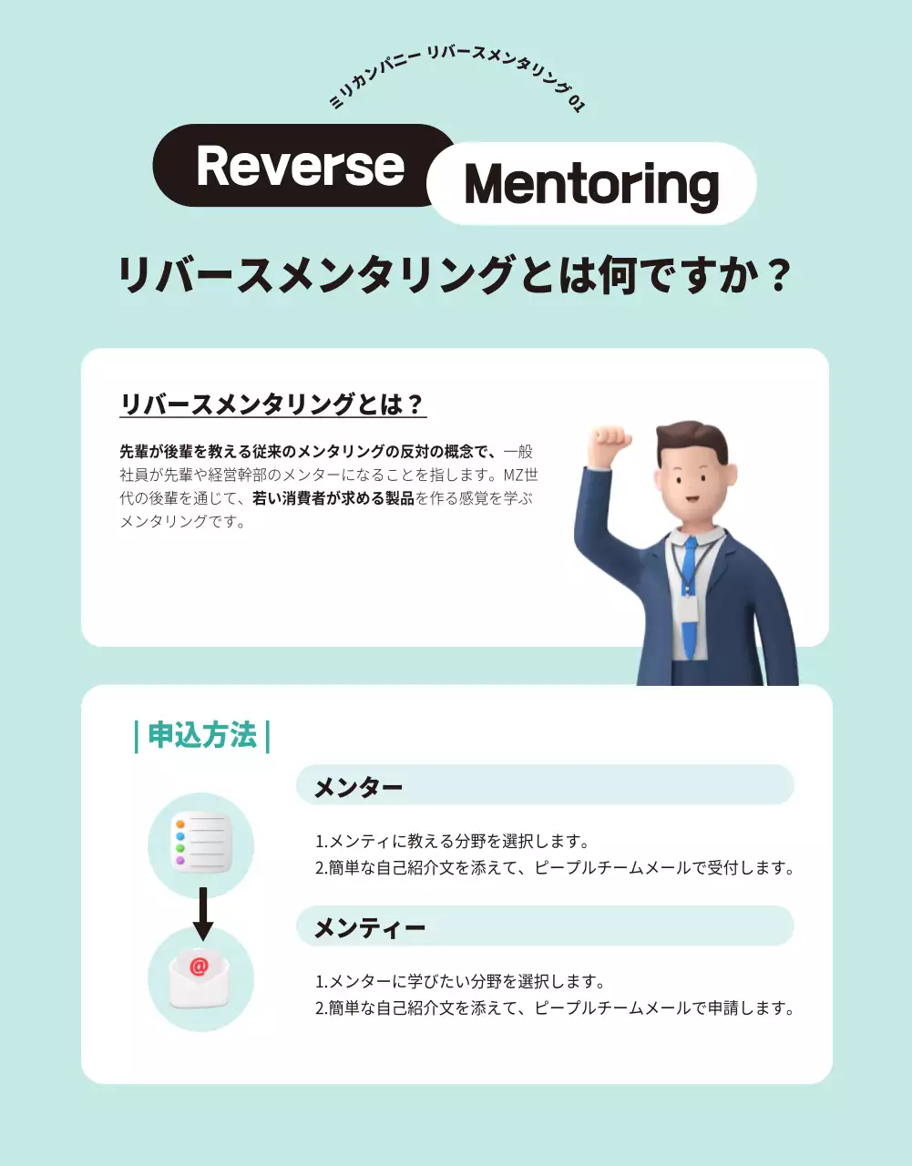 青 シンプル ビジネス パンフレット 詳細ページ