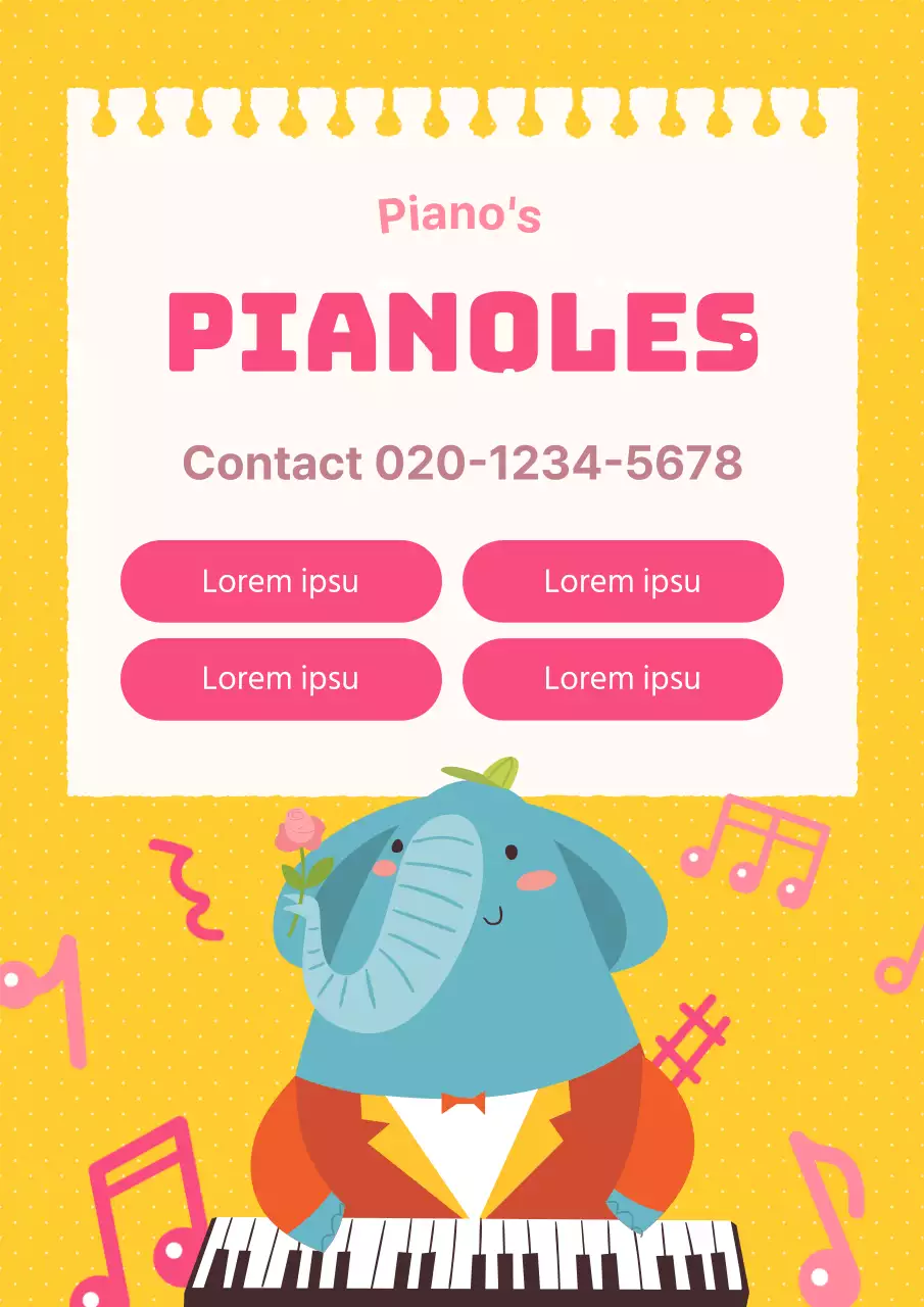 Promoot leuke pianolessen in geel