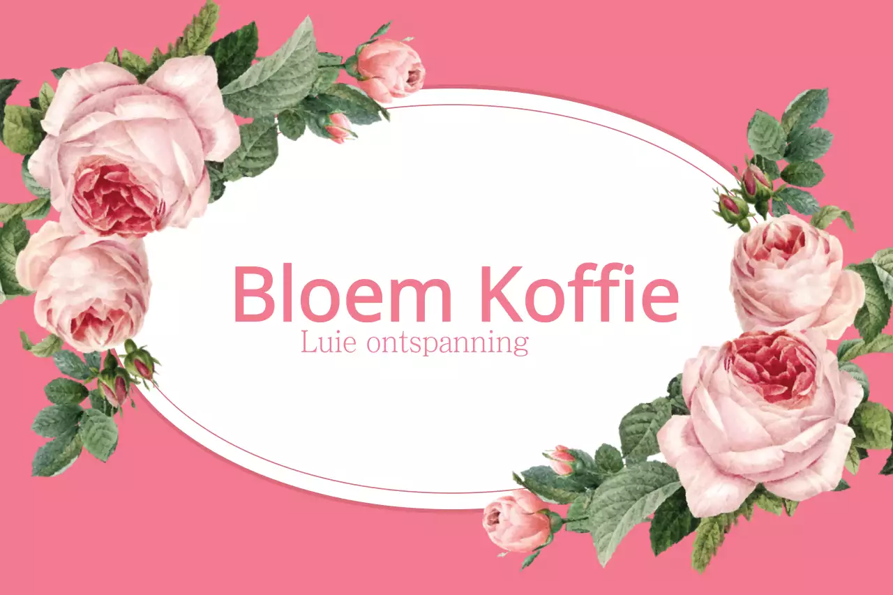 Promoot een bloemencafé met een foto van roze rozen