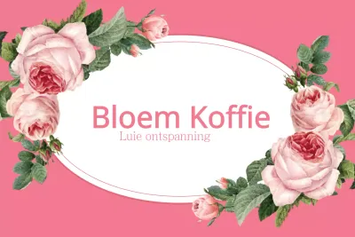 Promoot een bloemencafé met een foto van roze rozen