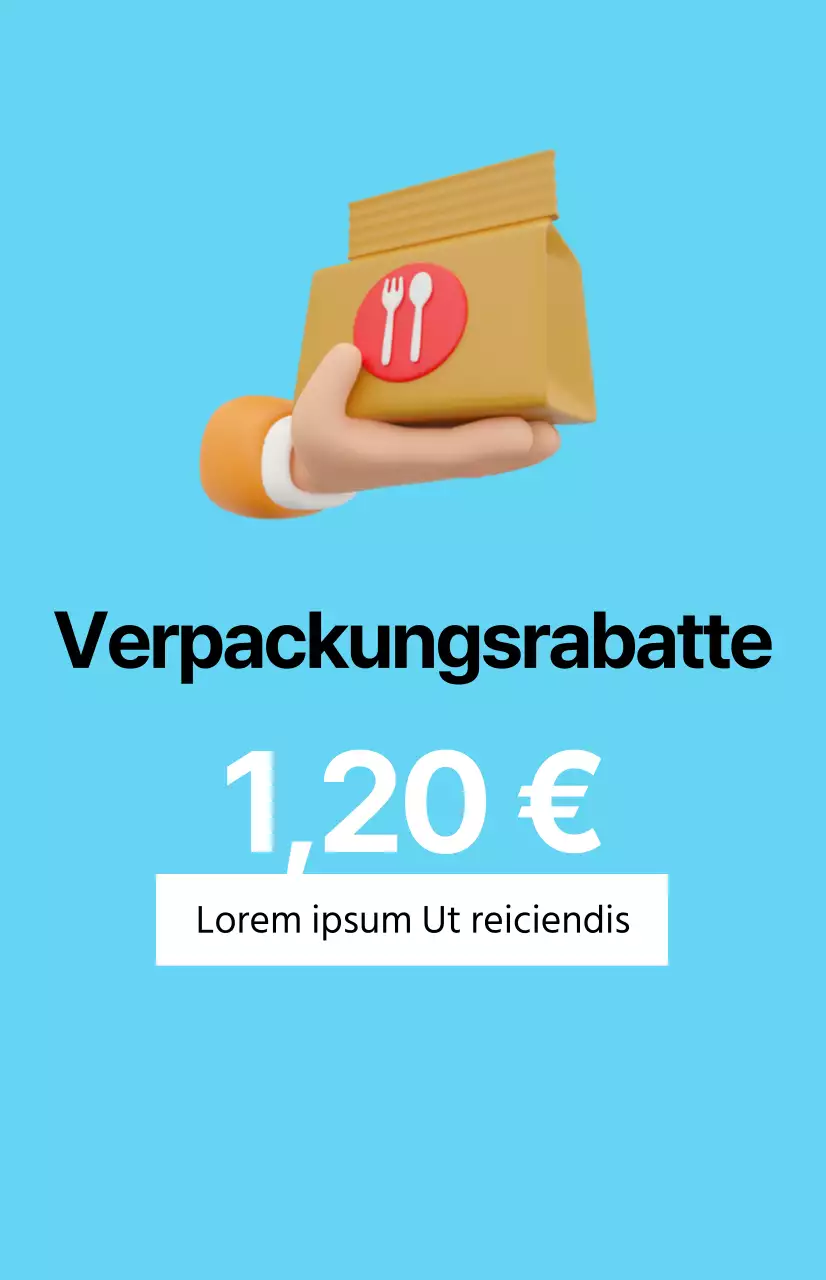 Eine saubere Rabattaktion mit einem Bild zum Mitnehmen auf hellblauem Hintergrund