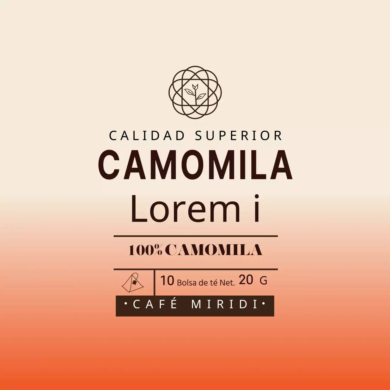 Etiqueta roja marfil ilustrada de bolsitas de té de manzanilla para café