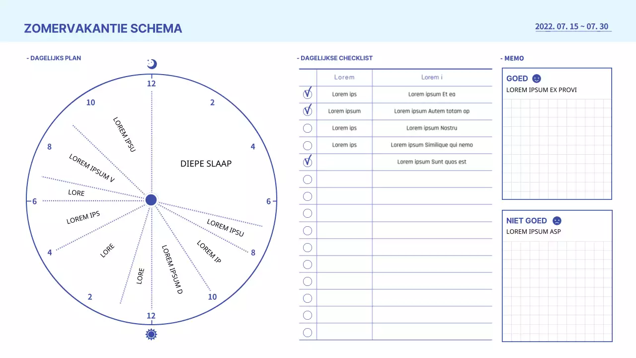 Eenvoudige dagelijkse planner