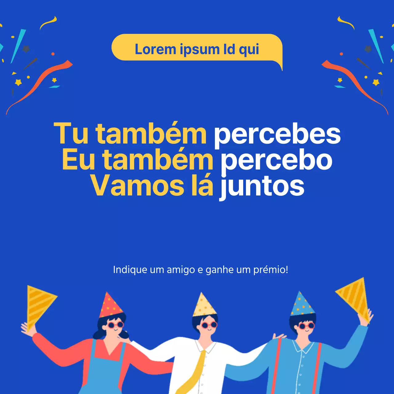 Promova o seu evento de referência com um visual limpo em azul e amarelo