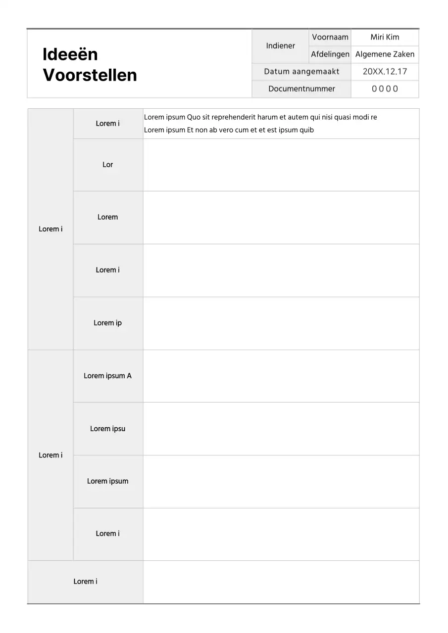 Opmaak basisvoorstel voor document