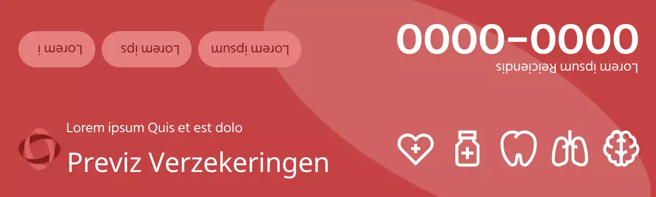 Een promotiestuk voor een verzekeringsmaatschappij met donkere 3D-illustraties en gezondheidspictogrammen.