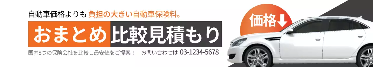 白黒 シンプル 自動車保険 お知らせ ウェブバナー