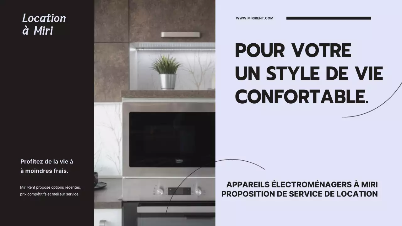 Proposition de service de location d'appareils électroménagers propre et moderne sur fond mauve