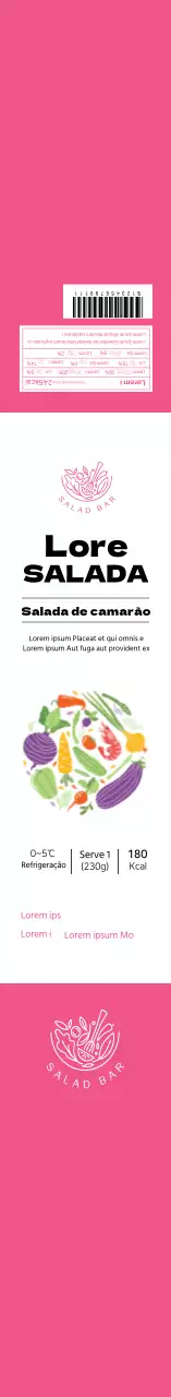 Rótulo informativo sobre alimentos para salada limpa cor-de-rosa