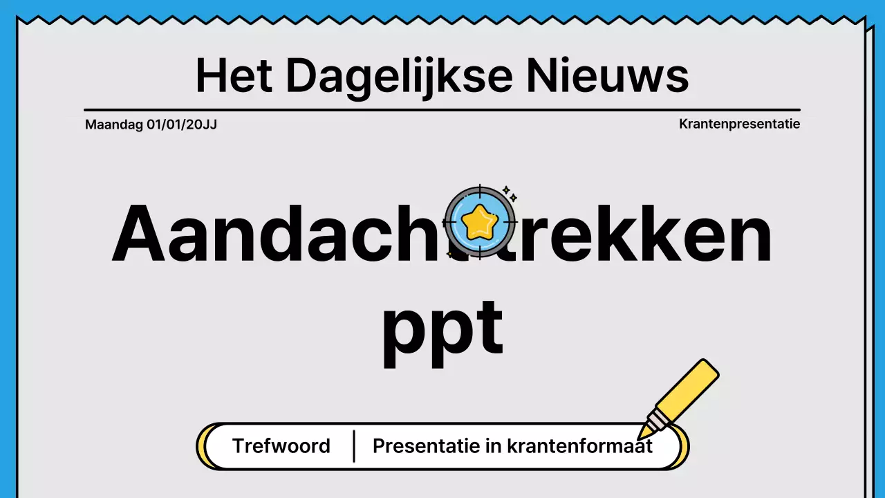 Gedurfde lijnen en aandachttrekkende presentatie in een krantenconcept met gele en lichtblauwe accentkleuren