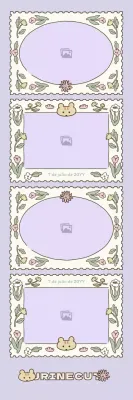 Marco de fotos cuatricromía con simpáticas ilustraciones en malva