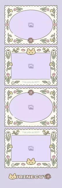 Marco de fotos cuatricromía con simpáticas ilustraciones en malva