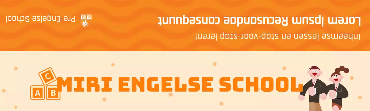 Promoot een Engelse taalschool met een illustratie van studenten in oranje uniformen.