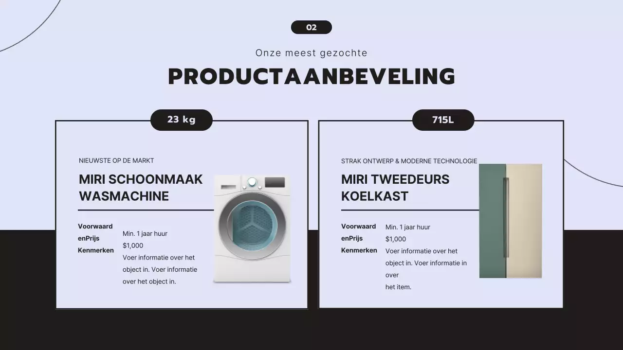 Strak en modern voorstel voor verhuurservice met een mauve achtergrond