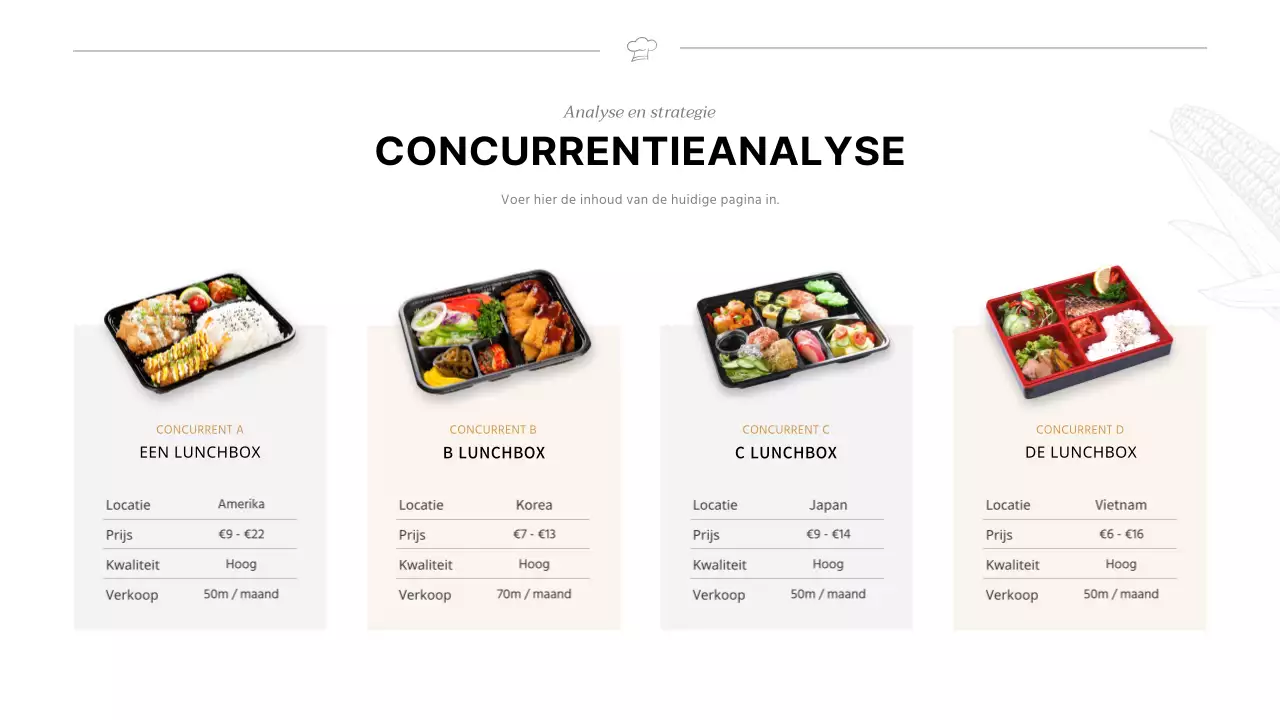 Ondernemingsplan voor een zwart lunchboxbedrijf in het Engels