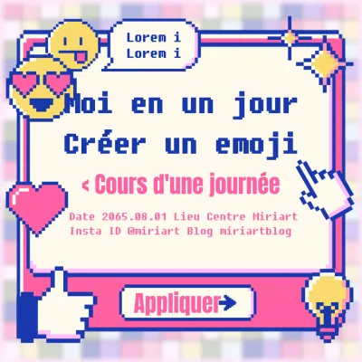 Promouvoir un cours d'emoji d'une journée avec un concept rétro rose