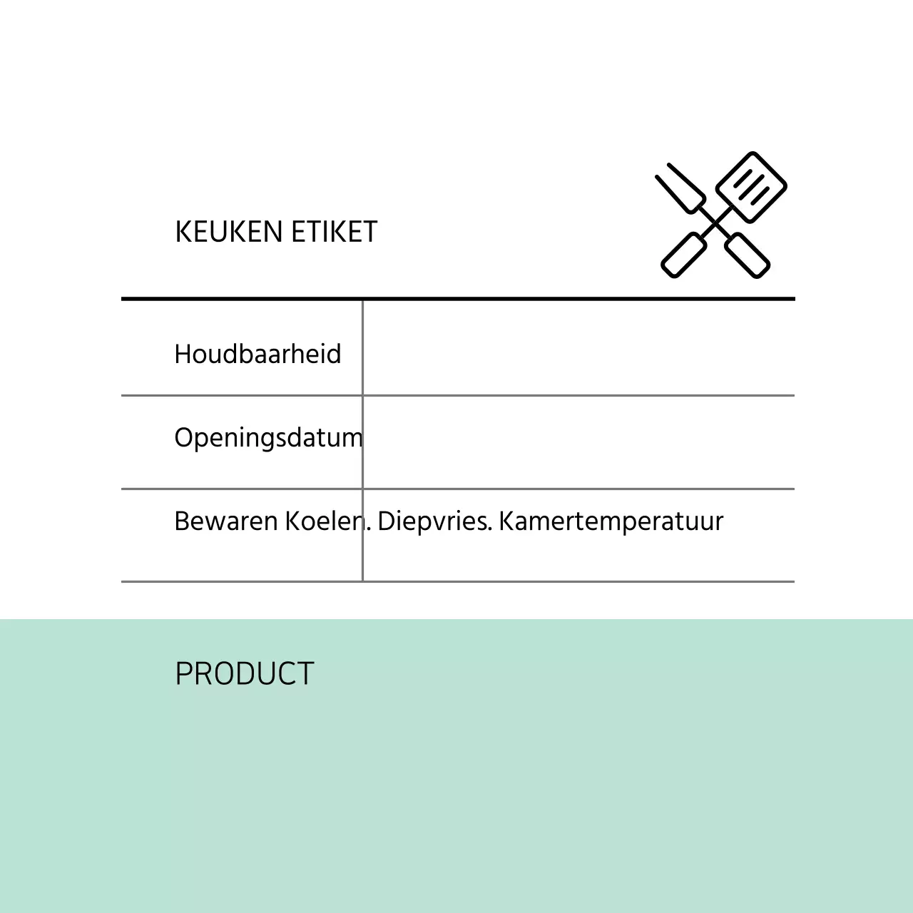 Wit Mint Tweekleurig Keukenetiket