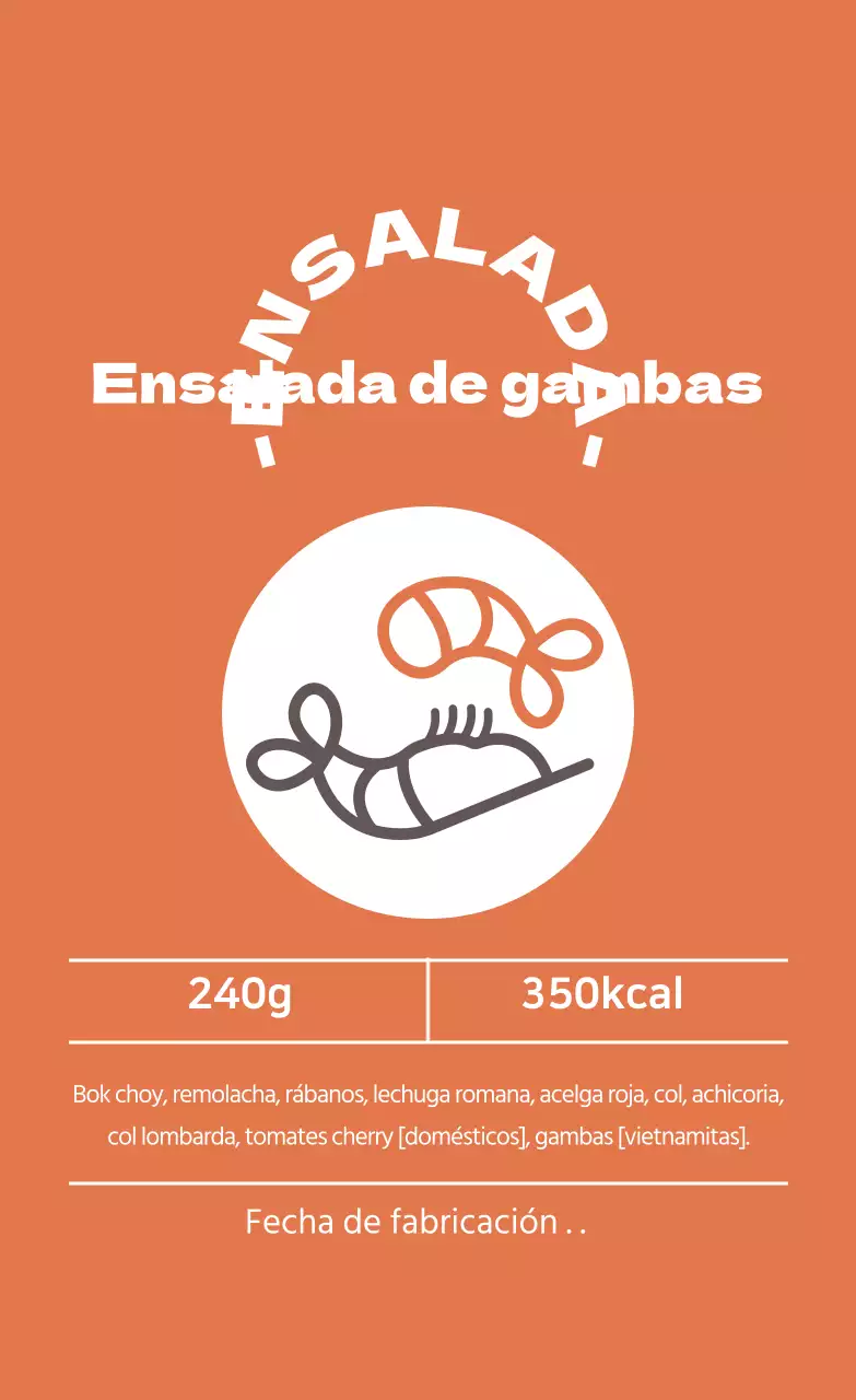 Etiqueta ilustrada multicolor para ensaladas