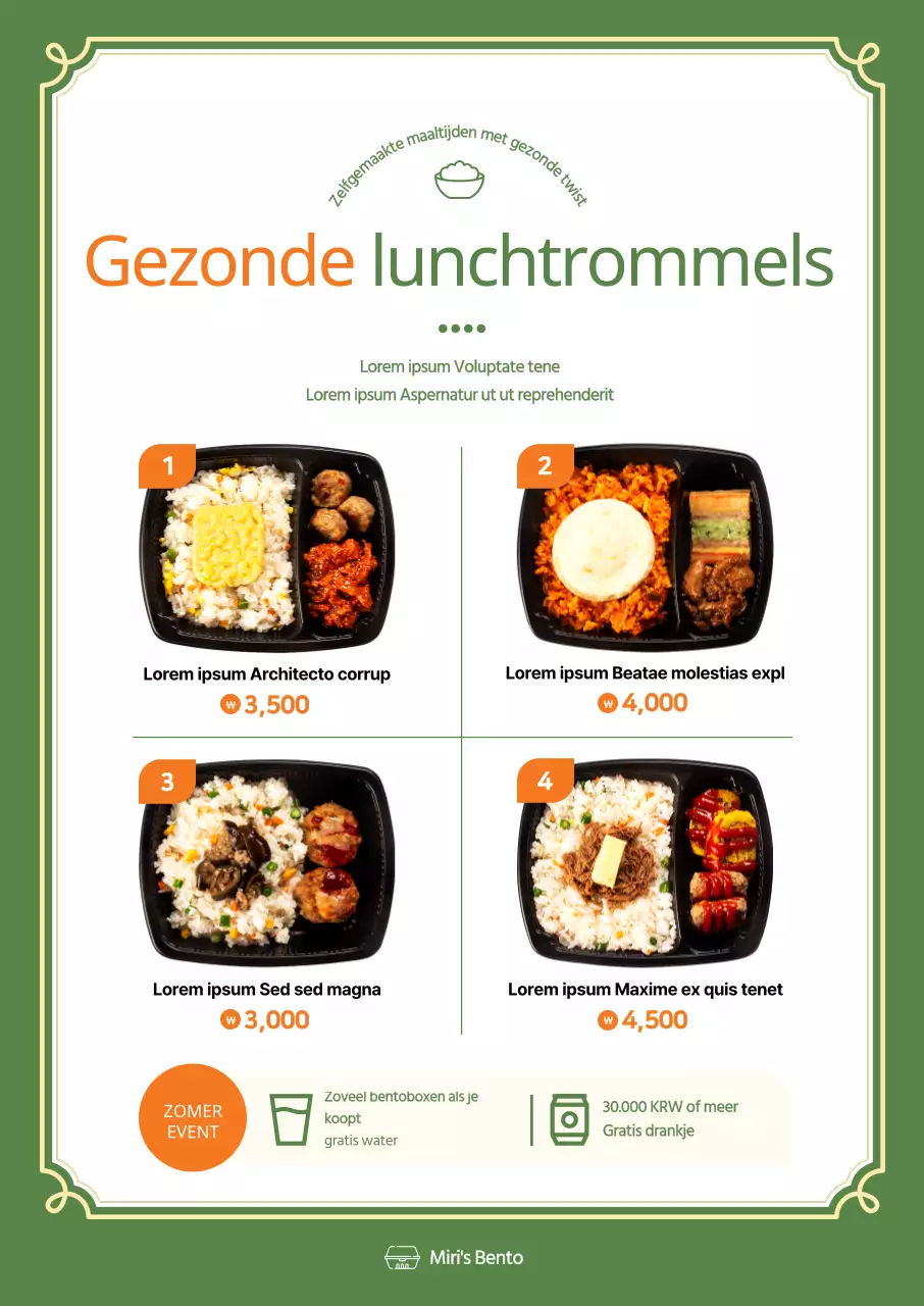Promoot een rustgevende lunchbox op een groene achtergrond
